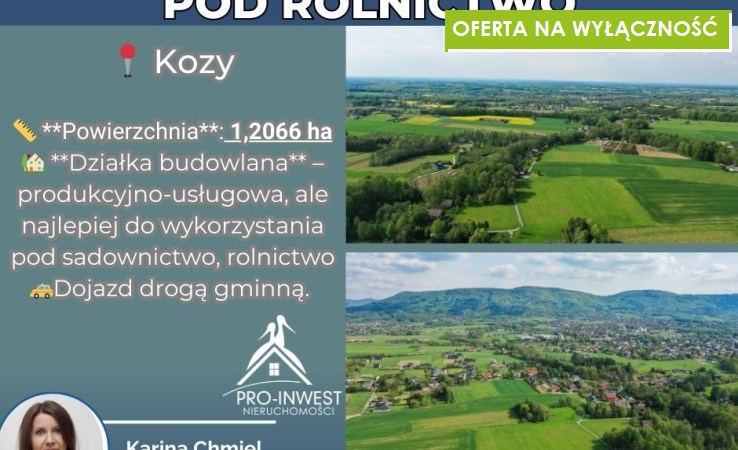 działka na sprzedaż - Kozy, Rzeczna