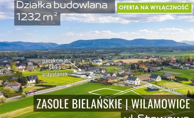 działka na sprzedaż - Wilamowice, Zasole Bielańskie, Stawowa